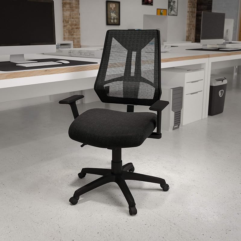 Ivan Fauteuil de Bureau pivotant Multifonction en Maille avec accoudoirs réglables Noir