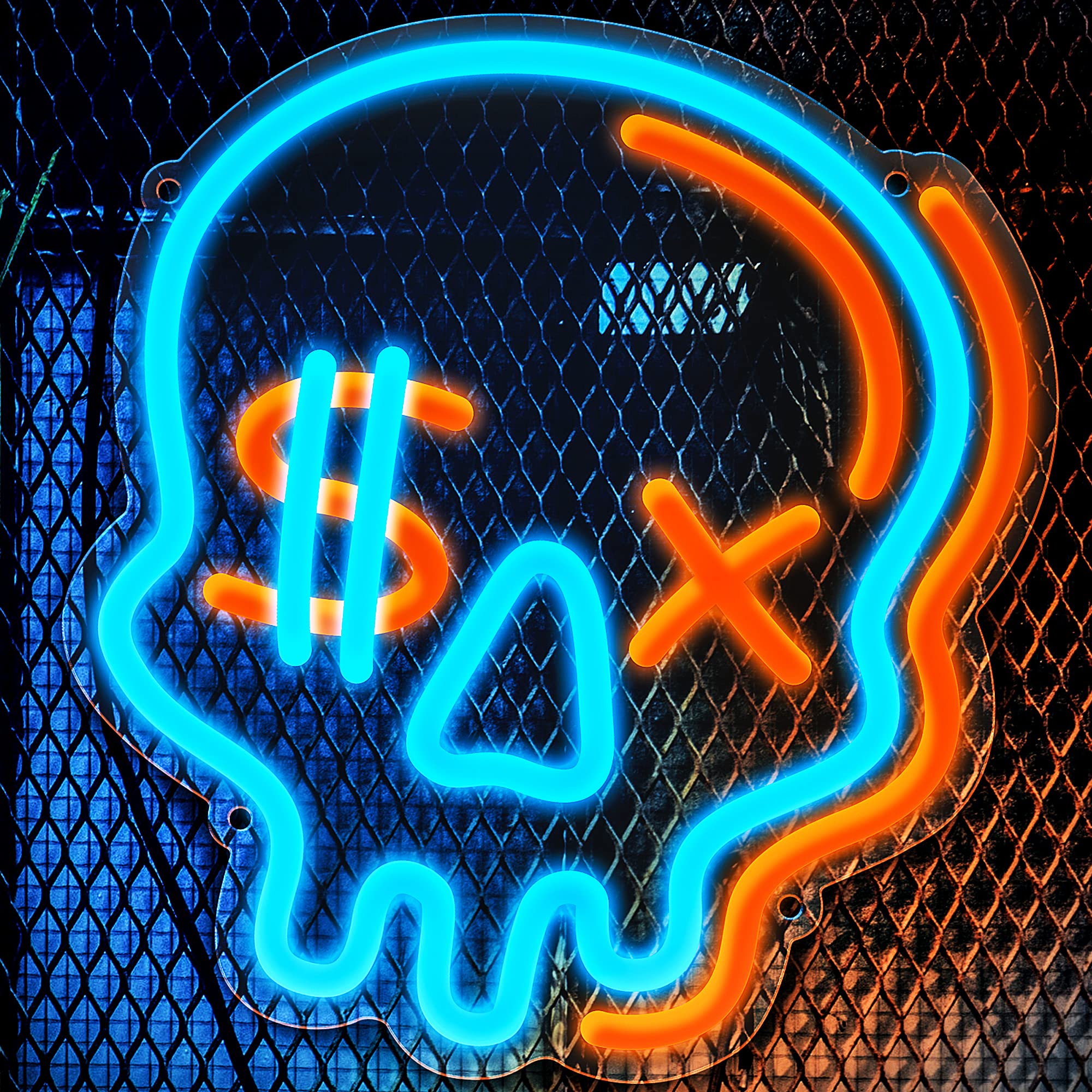 Eufrozy Acrylic Skull Neon Sign, Dimmable Skeleton LED Neon Lights, USB Powered Bedroom Wall Decor Lights with Switch, Halloween Wall Art for Kids, Boys, Man Caves, Party