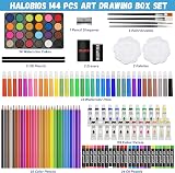 Halobios 144 Piece Deluxe Art Set Aluminium Case Painting Draw Pencils Pens view 2