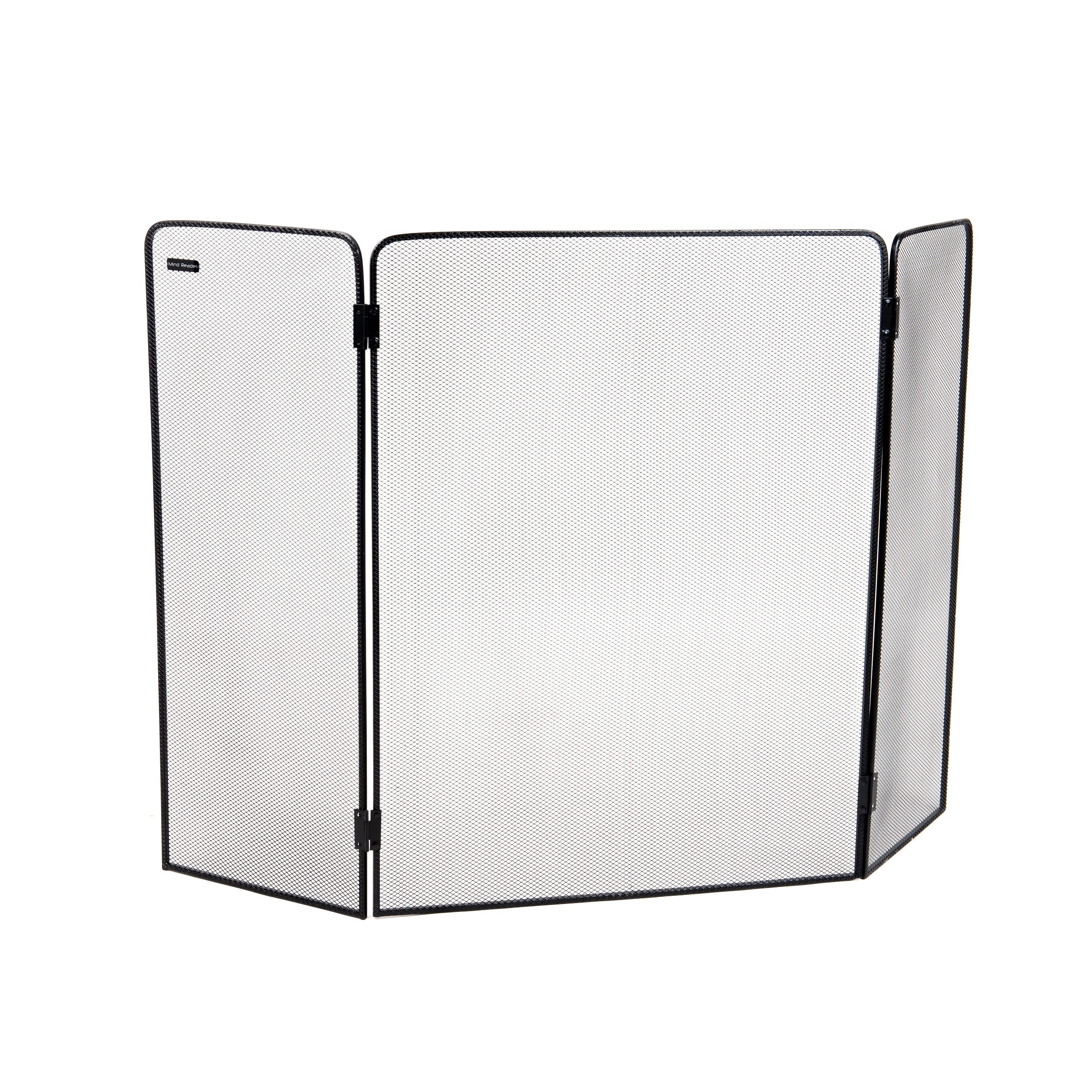 Mind Reader FIRESCREEN-BLK 3 Panel Fire Place Screen Door Panel with Double Bar Black Finish, Black
