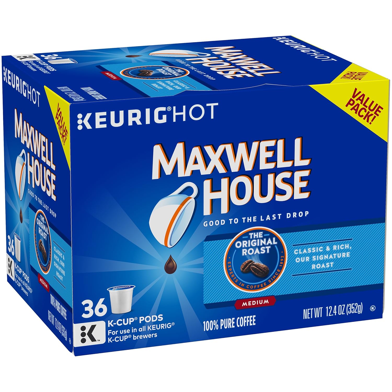 Maxwell House Original Roast Keurig K Cup Coffee Pods (36 Count)