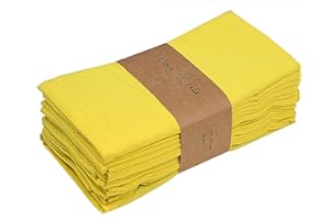 Urban Villa Easter Dinner Napkins Solid Slub Set of 12 Neon Yellow Color Easter Dinner Napkins Size 20”X20” in Cloth Napkins 100% Cotton Cloth Napkins with Mitered Corners Ultra Soft Dinner Napkins