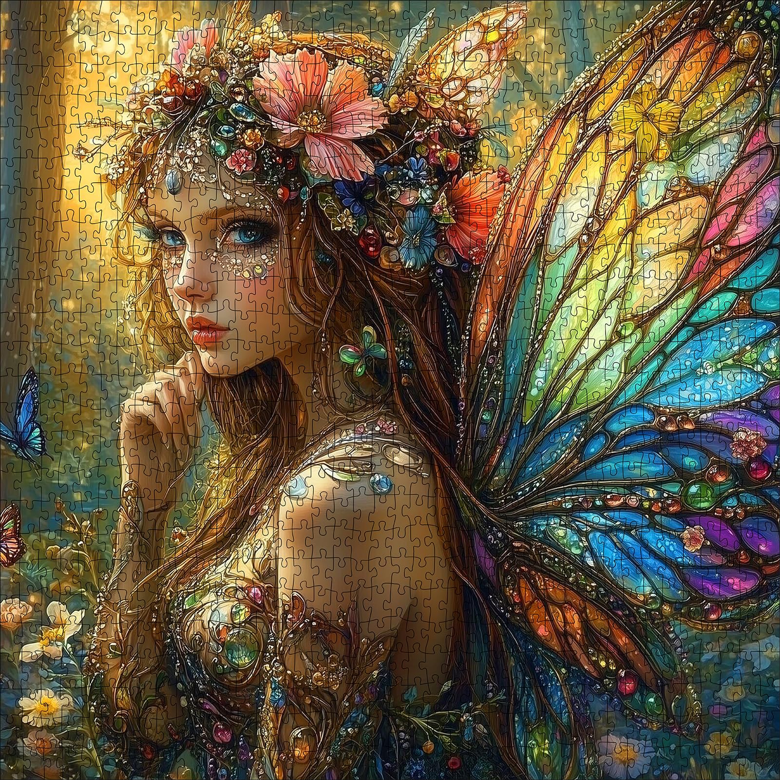 Photo 1 of 1000pcs Fantasy Fairy Paper Puzzle - Vibrant Find Butterfly Wing Art, Large Puzzle Toy Adult Game Gift - Family Interactive Game Puzzle DIY Home Decoration Brain Challenge Gift