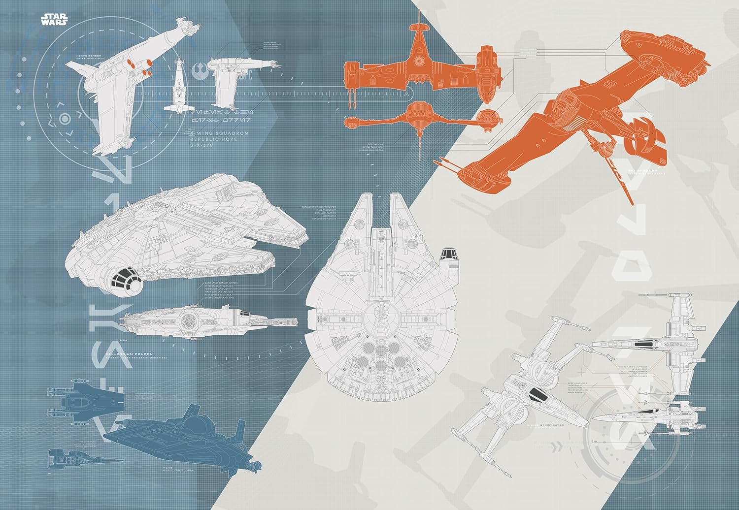 Komar 8-4001 Star Wars Technical Plan Mural Wallpaper, Multi-Colour, 368 x 254 cm, 254 x 368 cm - Image 3