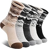 EBMORE Womens Merino Wool Hiking Socks Thermal Warm Winter Crew Cushion Work Boot Outdoor Socks 5 Pairs