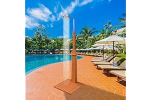 Matalde Freestanding Outdoor Shower, Portable Outdoor Shower Unit, Outdoor Shower with Height Adjustable Shower Head and Non-slip Base, Perfect for Camping, Pool Area, Beach House,Brown and silvery