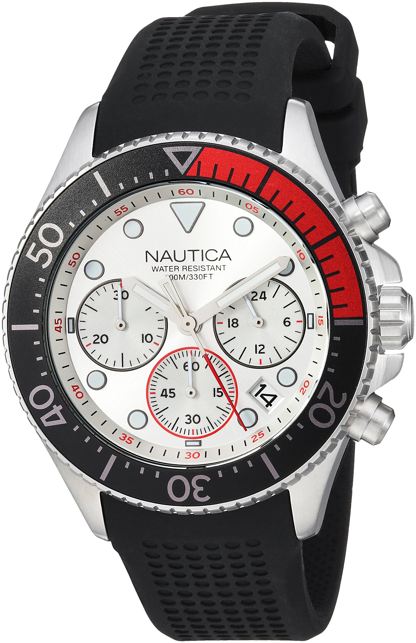 Nautica Men's 'Westport Collection' Quartz Stainless Steel and Silicone Casual Watch, Color:Black (Model: NAPWPC001)