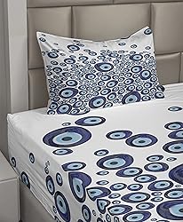 Ambesonne Evil Eye Sheet Set, Culture Folkloric