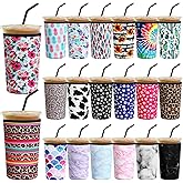 Irenare 20 Pcs Reusable Iced Coffee Sleeve Neoprene Insulator Cup Sleeve for Cold Beverages Cups Neoprene Holder for Cold and Hot Drinks Fits Coffee Cups (30-32oz, Large)