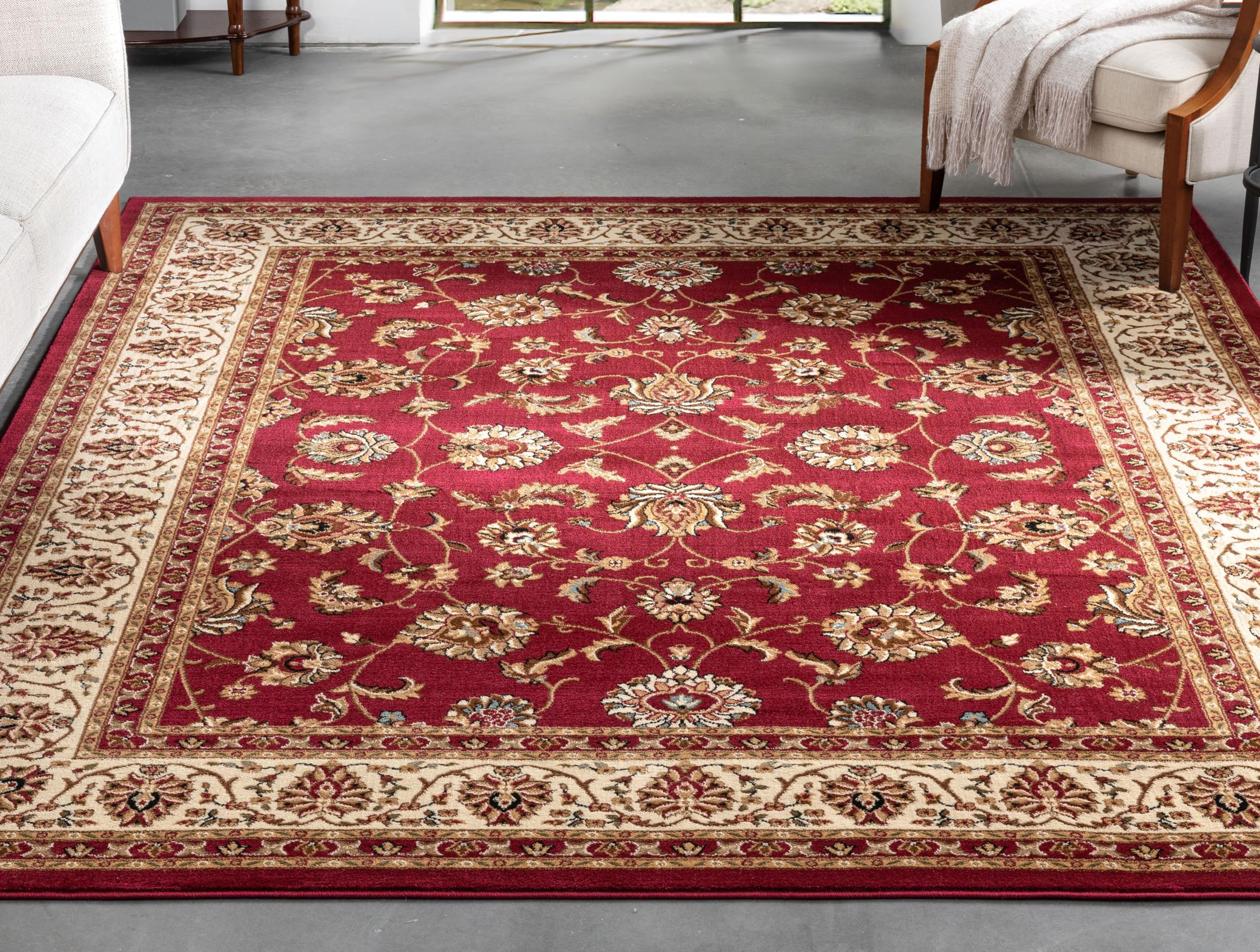 Well Woven Barclay Collection Sarouk Red 6x9 Area Rug - for Living Room, Bedroom, and Dining Room Image