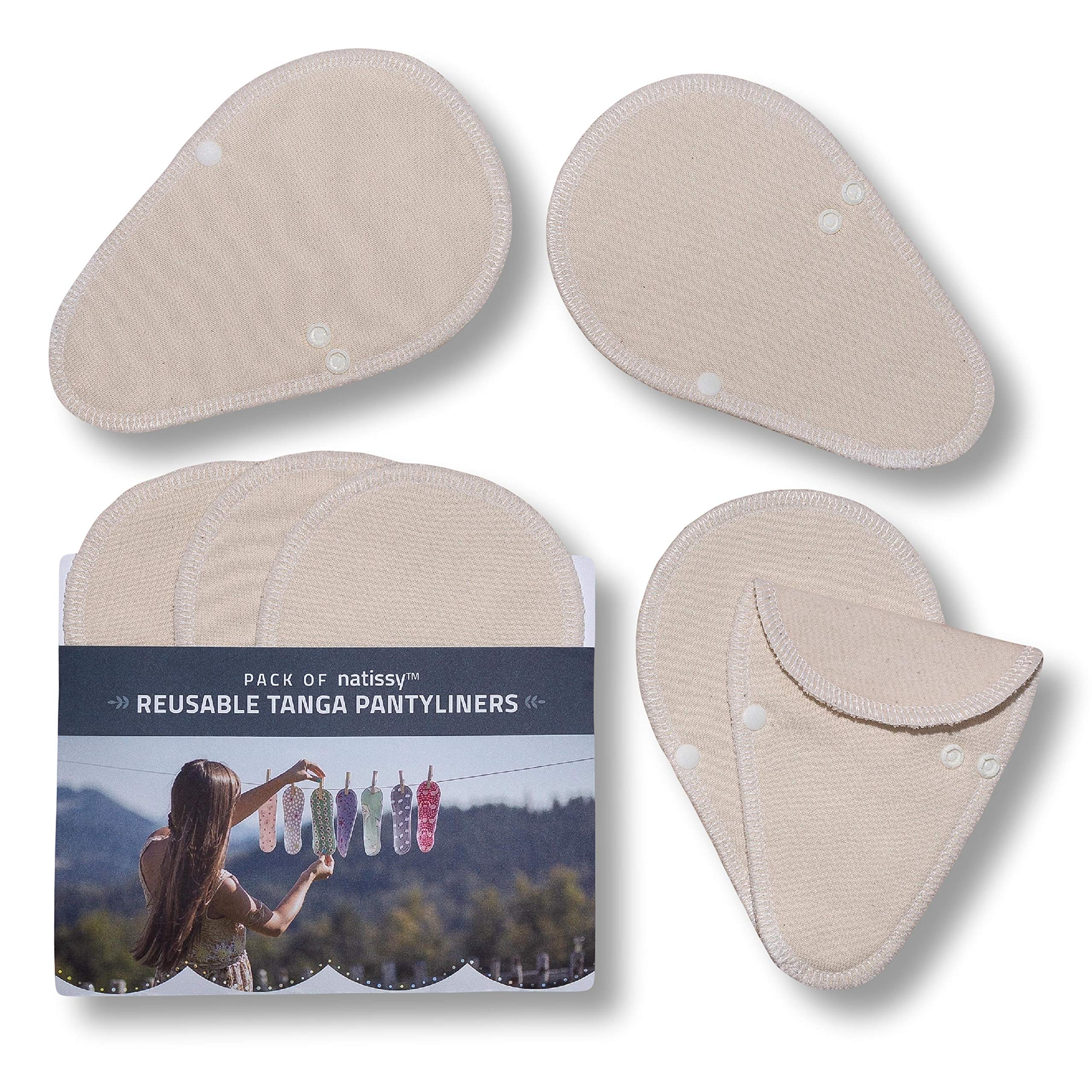 Cloth Panty Liners Thong; 7-Pack (Small) Mini Organic Cotton Reusable Panty Liners for Women Made in EU; Feminine Daily Tanga Washable for Women; Sanitary Reusable, NOT for Period
