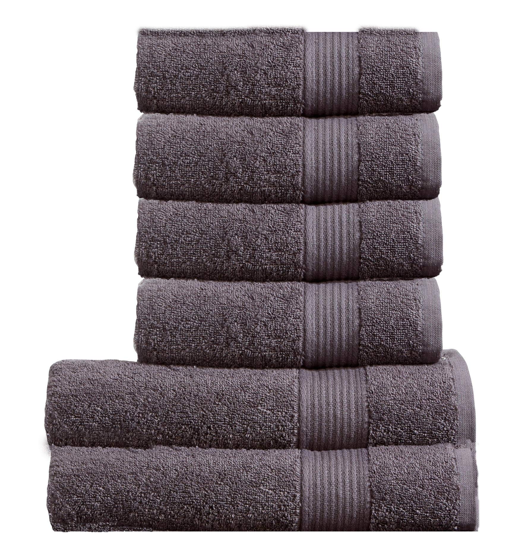 Olivia Rocco Egyptian Cotton Towels Home Bathroom Towel Set Bale Fade Resistant 500gsm Home Collection Bales Bath Sets, 2 Bath and 4 Hand Towels Charcoal