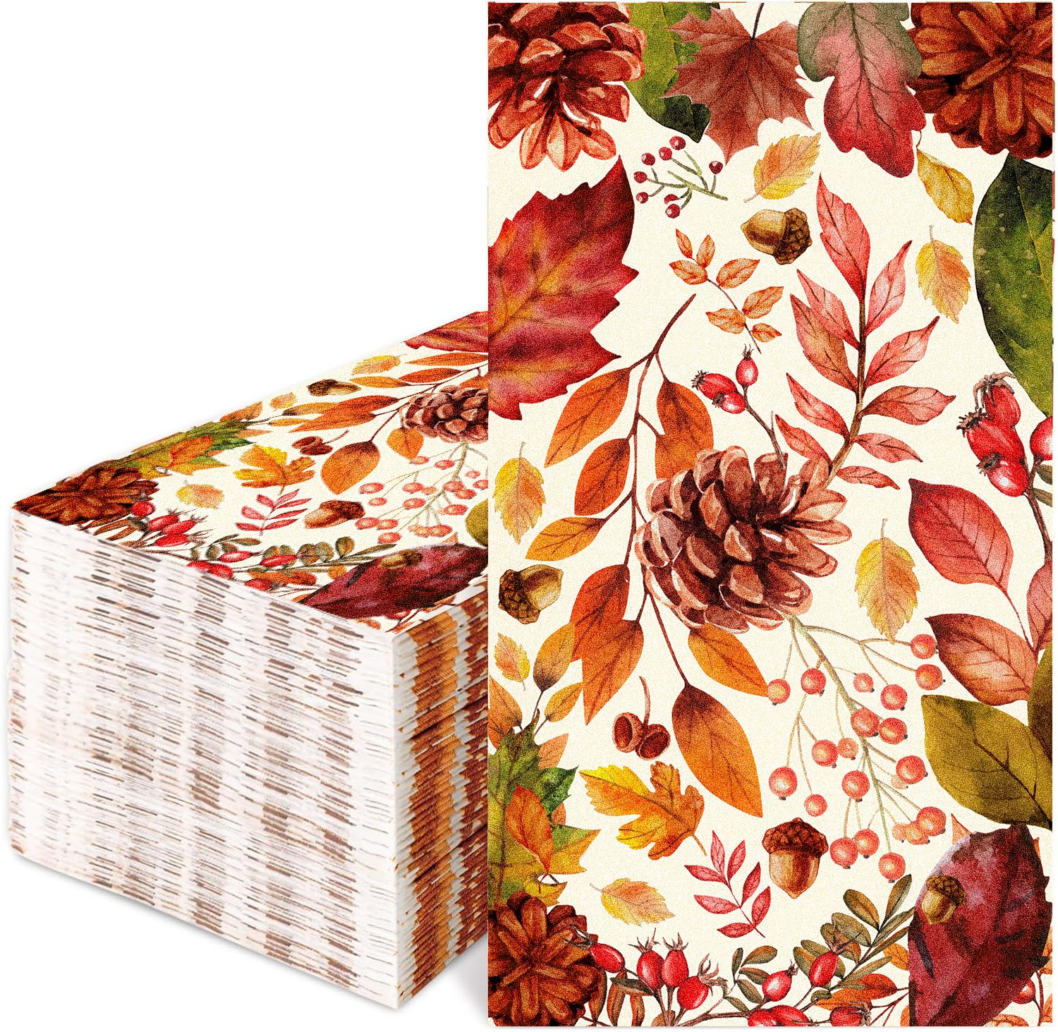 Photo 1 of 100 PCS Thanksgiving Disposable Napkins | Thanksgiving Guest Hand Towels with Maple Leaf Design | Autumn Table Decor for Dinner, Luncheon, Bathroom, and Harvest Party