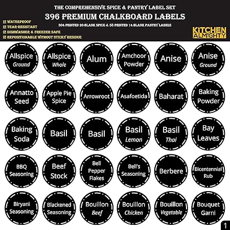 Amazon Com 396 Printed Spice Jars Labels And Pantry Stickers