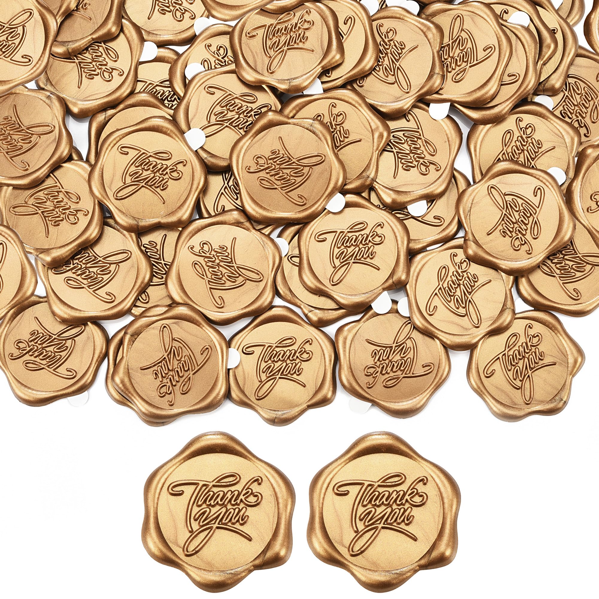 Photo 1 of Yoption Thank You Wax Seal Stickers, 100 Pack Antique Gold Envelope Seals Self Adhesive Wax Seal Stickers for Wedding Invitation, Party, Christmas, Envelope, Gift Wrapping