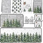 Fourluoo 10 Pcs Kitchen Dish Towels Rugs Oven Mitts and Pot Holders Set Farmhouse Kitchen Decor Set for Women Mom Daughter Gift Cooking Baking Grilling(Gray, Green,Snowflake)