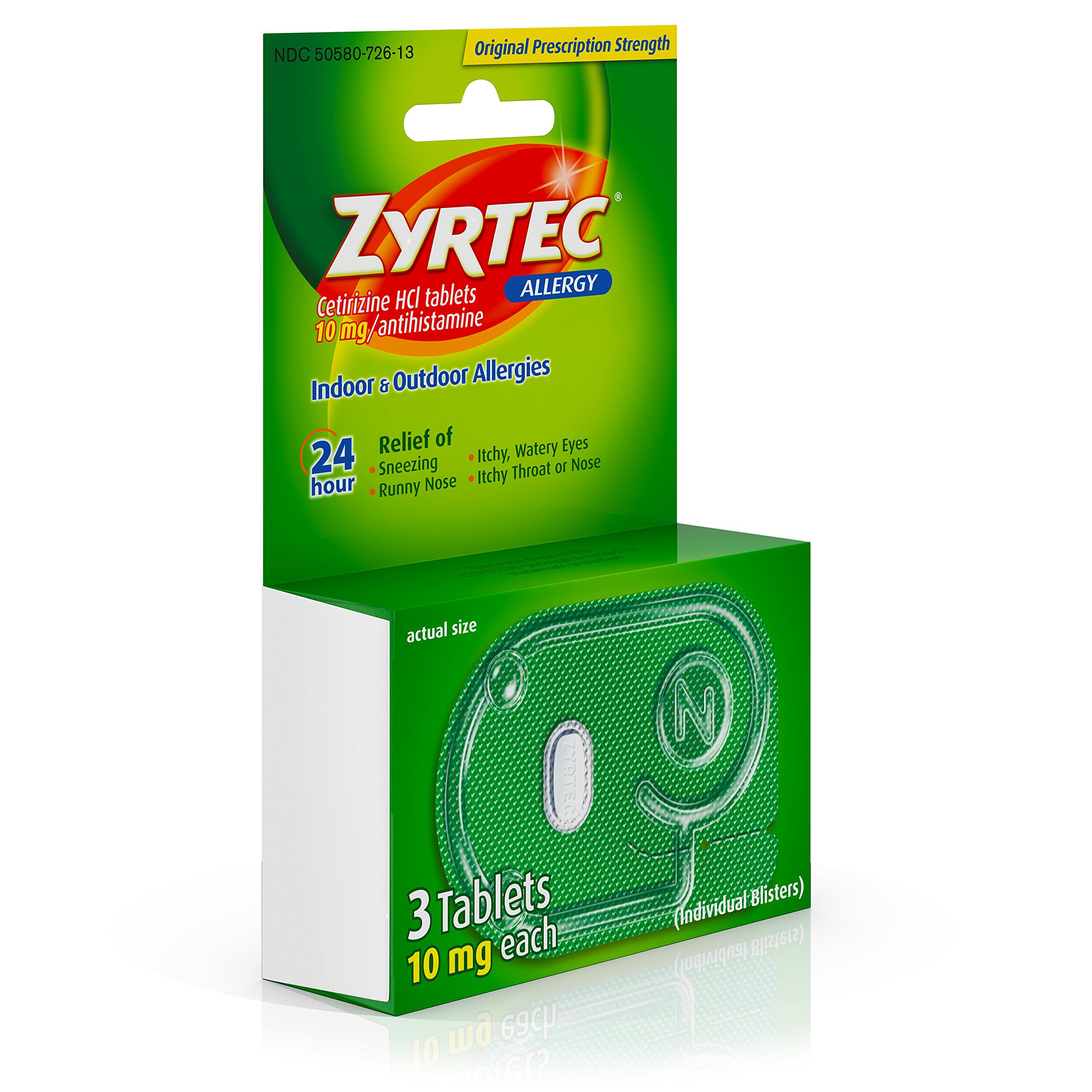 Zyrtec PrescriptionStrength Allergy Medicine Tablets With Cetirizine