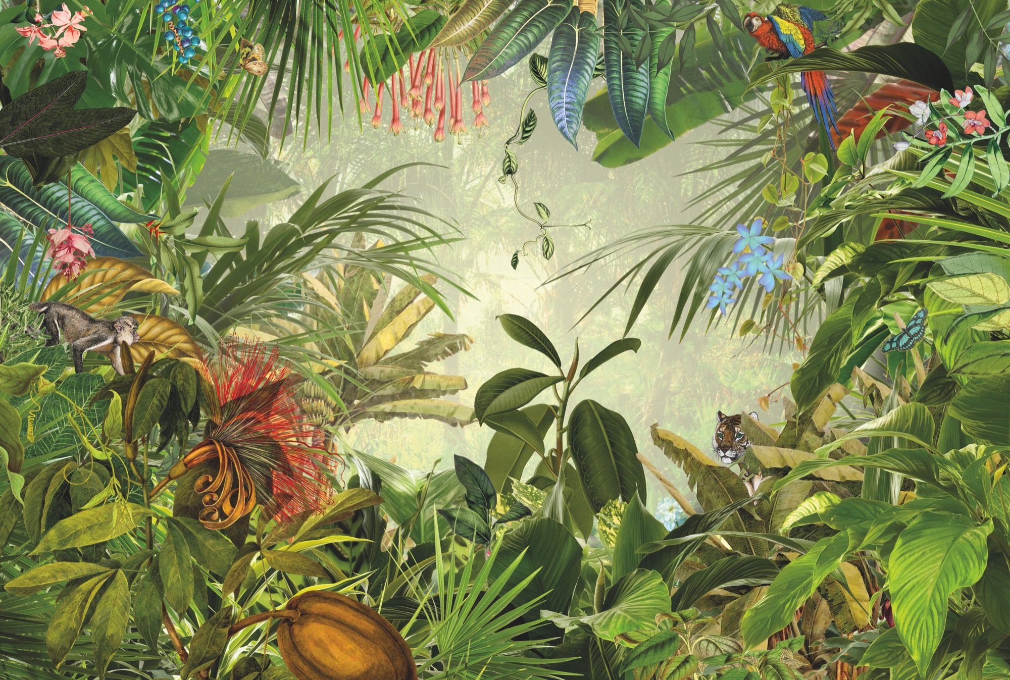 Komar XXL4-031 368 x 248 cm Into The Wild Tropical Rain Forest Scenic Wallpaper Mural - Green (Pack of 4)