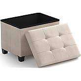 Ornavo Home Storage Ottoman Small Rectangle Ottoman with Legs, Foot Rest Stool Seat, Load up to 600 LB, for Living Room, Bedroom, Home Office, Dorm - 12 x 16 x 12, Beige