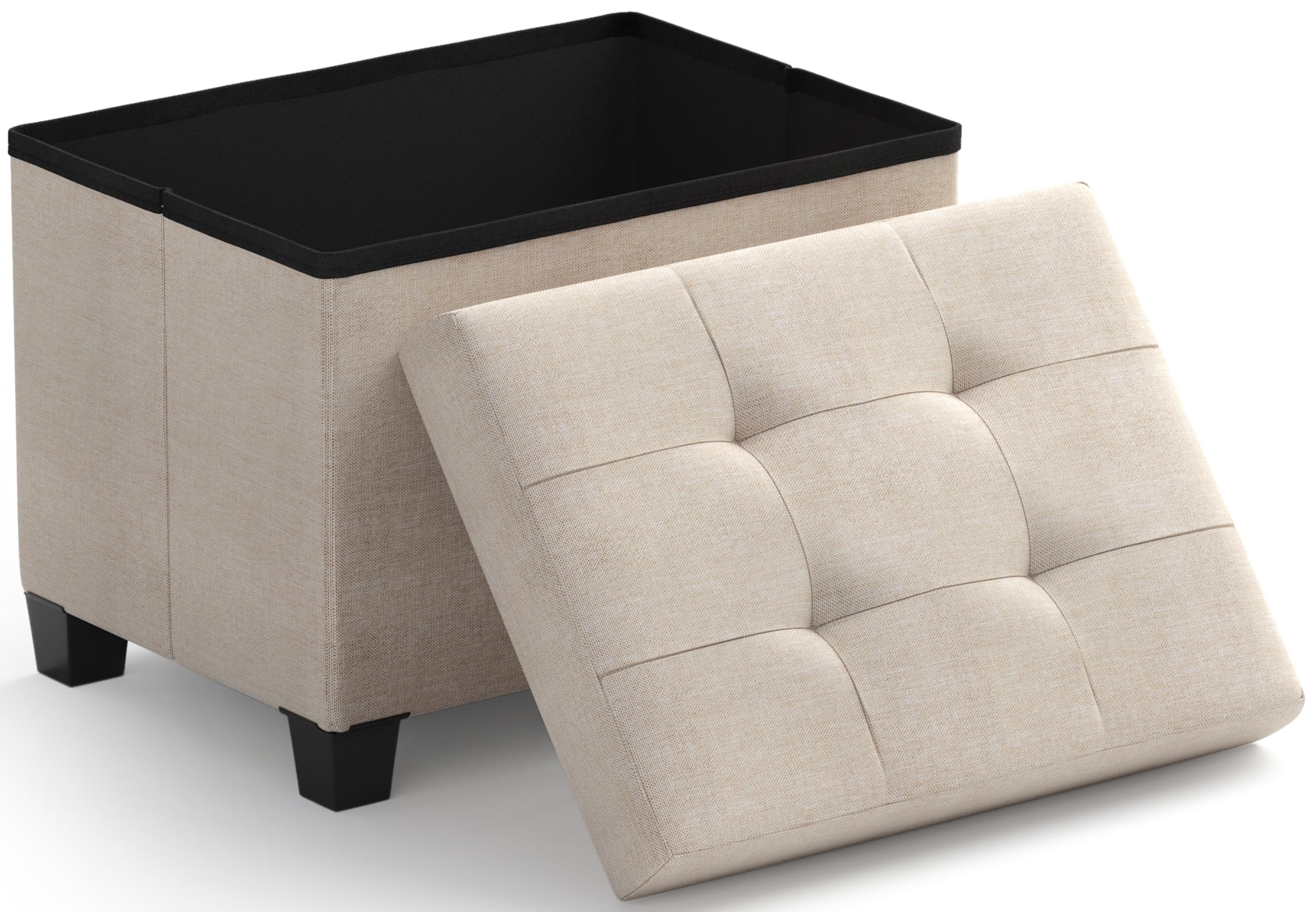 Photo 1 of ** SIMILAR** Ornavo Home Storage Ottoman Small Rectangle Ottoman with Legs, Foot Rest Stool Seat, Load up to 600 LB, for Living Room, Bedroom, Home Office, Dorm - 12 x 16 x 12, Beige