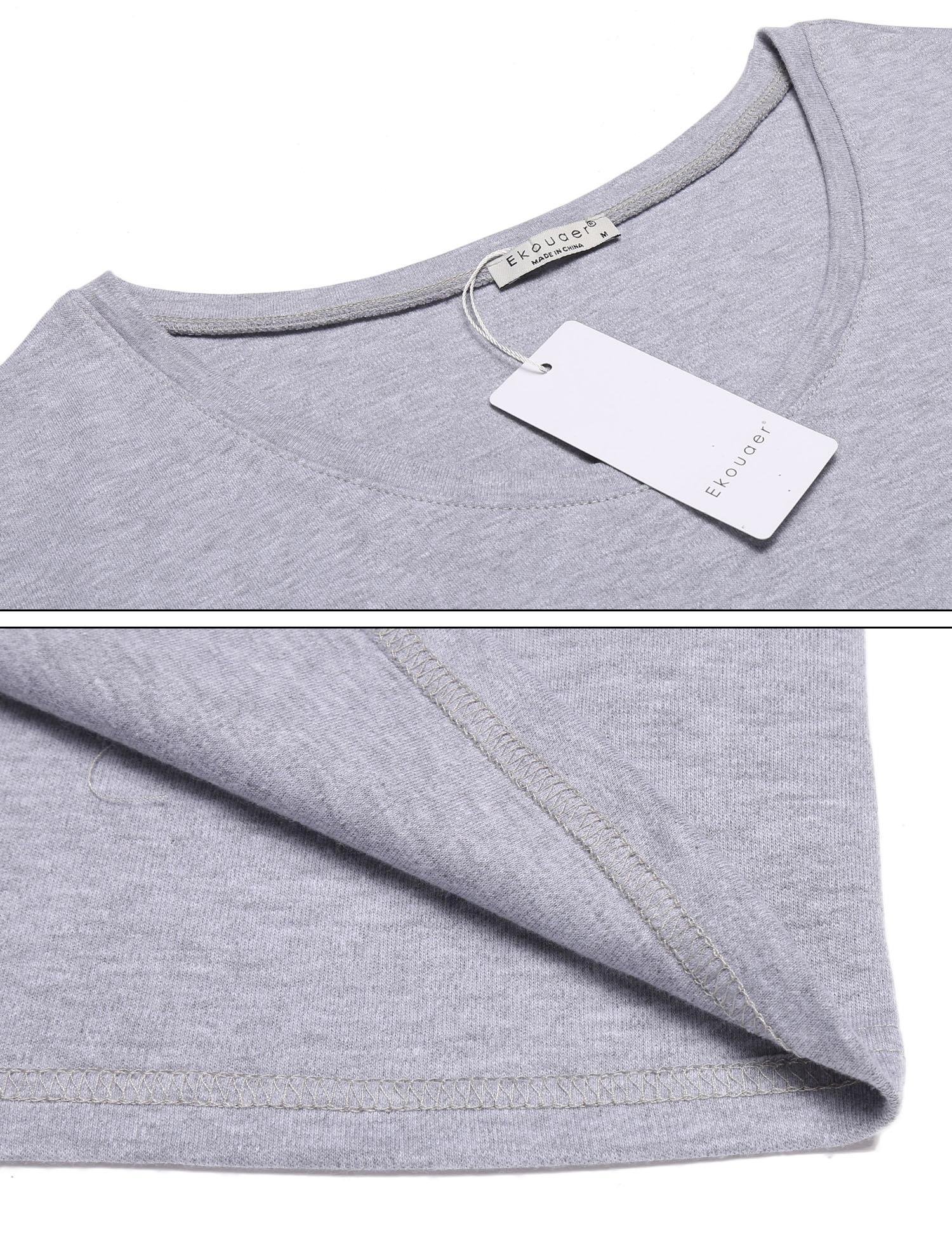 Ekouaer Womens 2 Piece Pajama Set Short Sleeve Crop Top and Print Pj Shorts (Gray and Striped, XL)