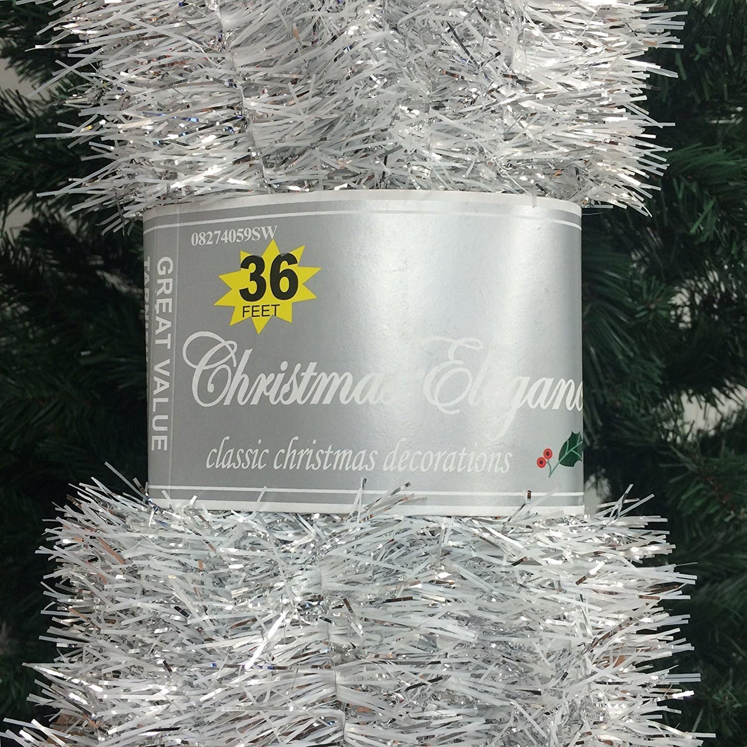 Amazon Com 36 Ft Christmas Garland Classic Christmas Decorations Silver White Home Kitchen