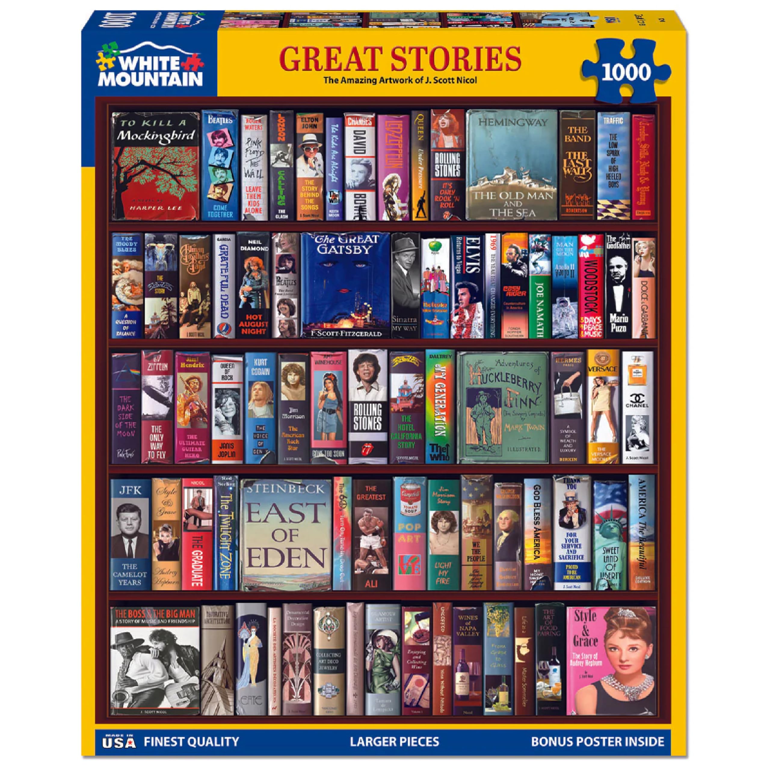 White Mountain 1000 Piece Jigsaw Puzzle Classic Literature and Classic Books Puzzles with Large Pieces for Adults and Family 24"x30" - Great Stories