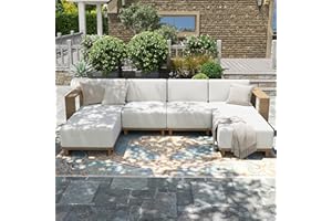 HERA'S HOUSE 6 Pieces Patio Furniture Set, 4 Sectional Outdoor Rattan Wicker Sofa with 2 Ottomans, All Weather Patio Conversation Set with 5.3" Widened Armrest, 10" Ultra Thick Comfy Cushion for Deck