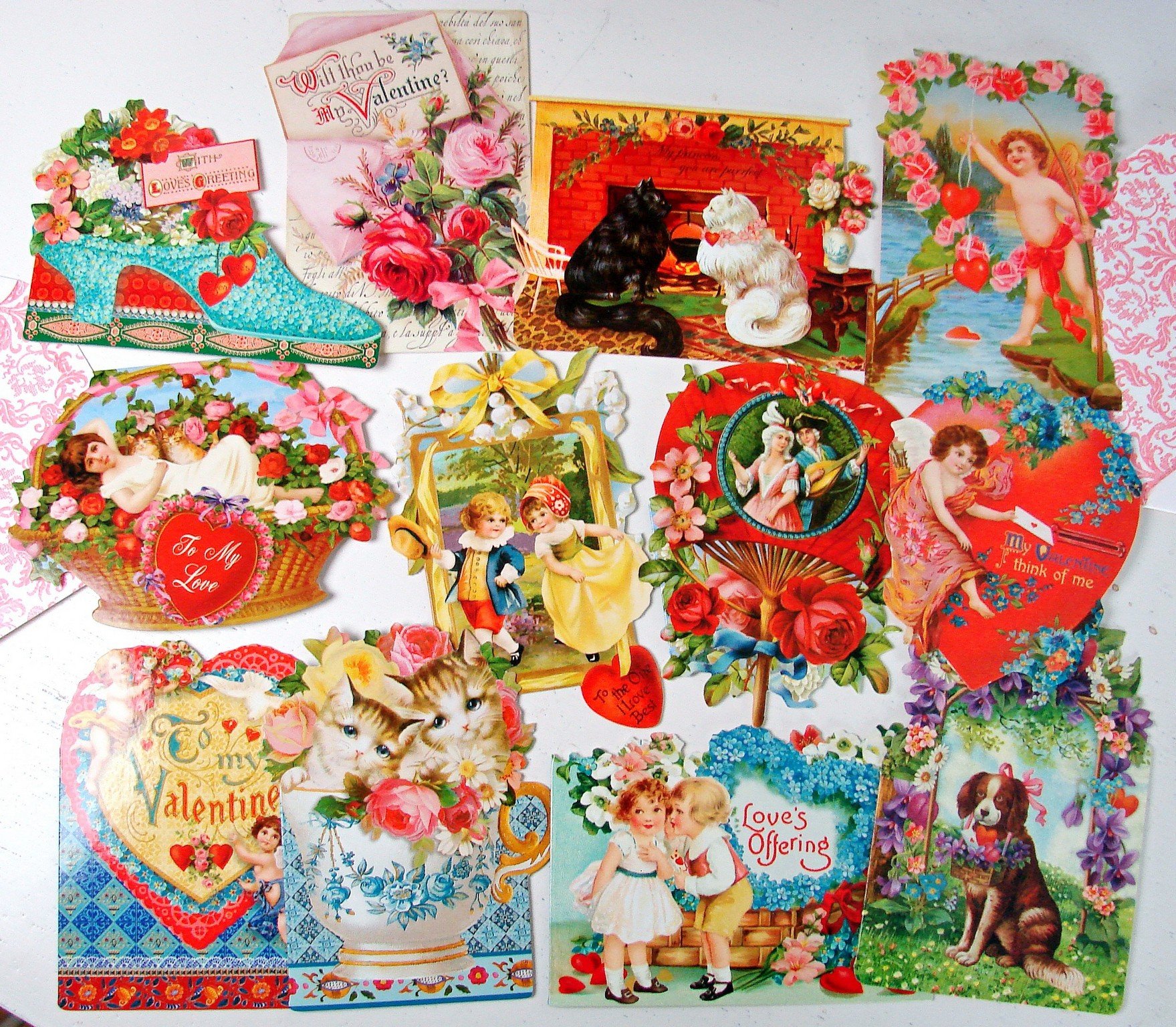 24 Valentine Card Assortment By Punch Studio, Victorian Ephemera