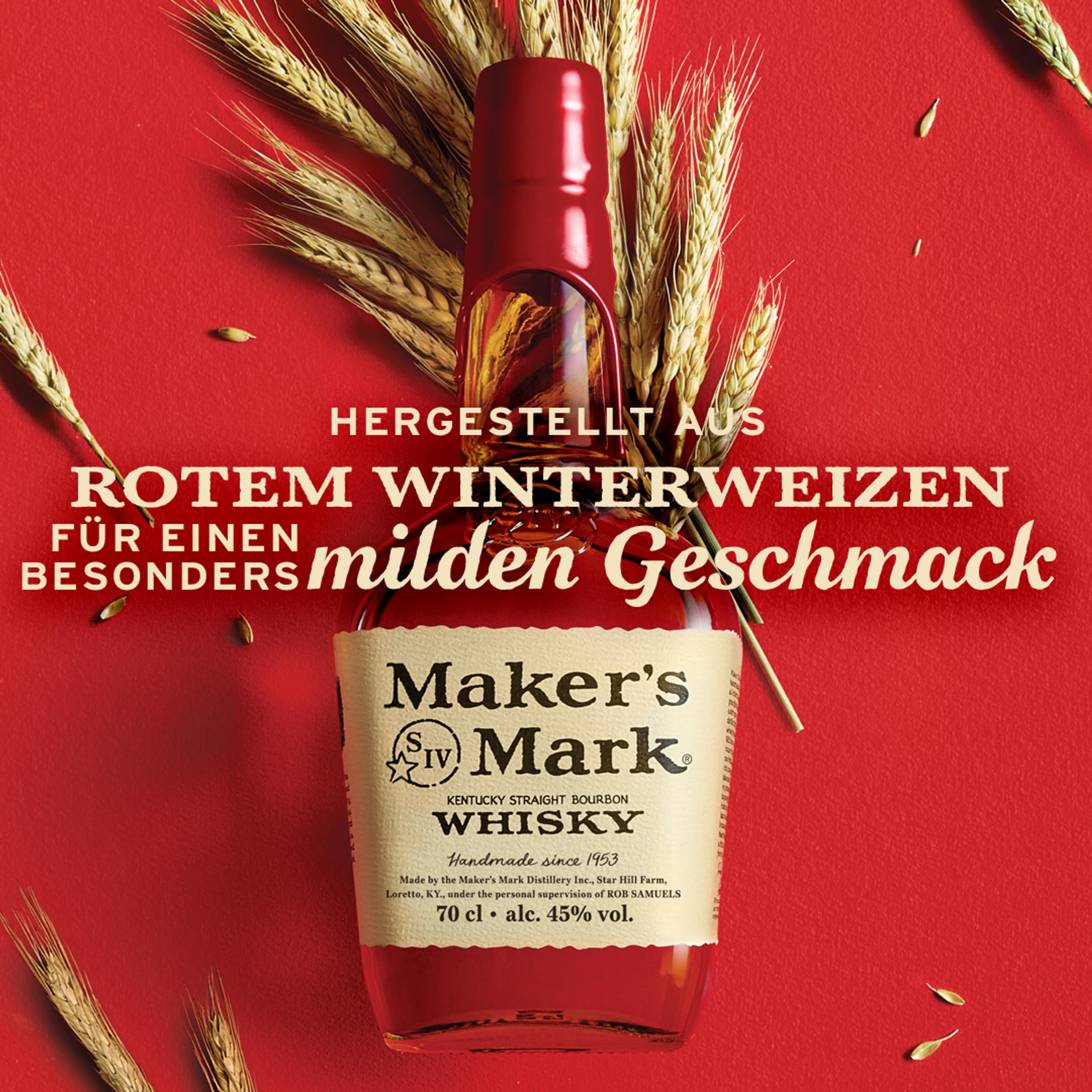 Maker's Mark | handgemachter Kentucky Straight Bourbon Whisky | weicher und vollmundiger Geschmack | 45% Vol | 700ml Einzelflasche 8