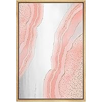 SIGNWIN Framed Canvas Print Wall Art Pink and Gray Rocky Layers Abstract Patterns Watercolor Modern Art Decorative Elements Relax/Calm Cool for Living Room, Bedroom, Office - 16