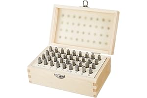 �鶹�� Basics Metal Alphabet And Number Stamp Kit Tools Set With Wood Box - 4/25 Inch