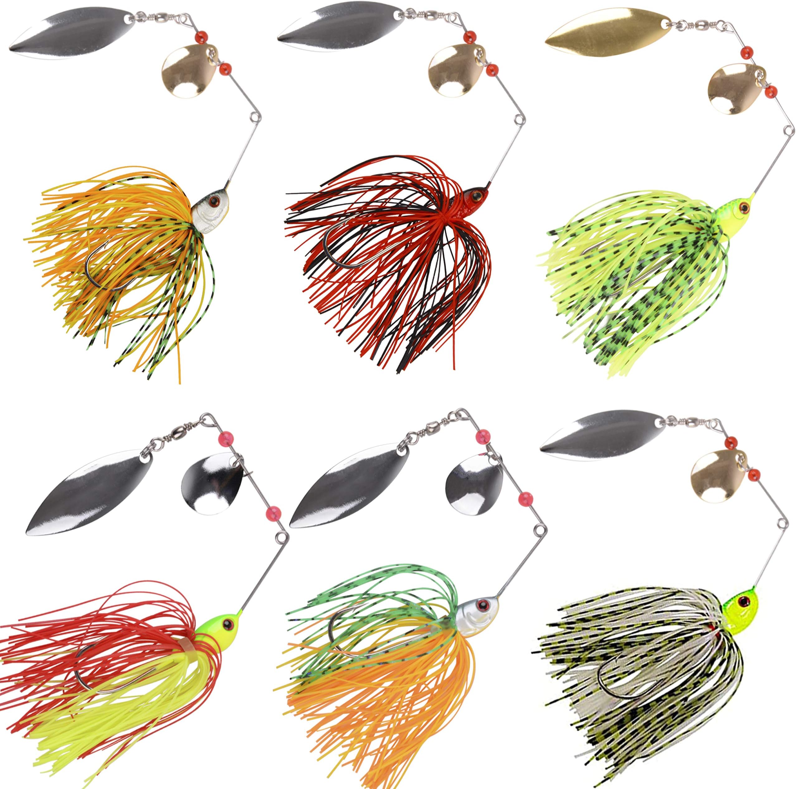 Spinner Baits Fishing Lures Bass Fishing Bait Hard Spinner Lure Multicolor Buzzbait Swimbait Jig Lure Spinnerbait for Bass Trout Salmon Pike Fishing 6/12pcs