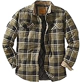 Venado Men's Plaid Shirt Jacket -Long Sleeved Quilt Lined Brushed Flannel Rugged Shirt