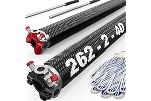 Blesseras Garage Door Springs Replacement Set with Non-Slip Winding Bars, 0.262 X 2'' X 40'', Coated Torsion Springs