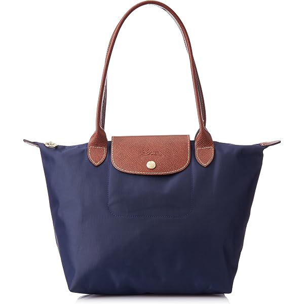 Longchamp Womens Mixed Media Nylon Shoulder Handbag Navy Large