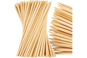 MalloMe XL Bamboo Skewers 6 Inch 100 pcs - 4mm Thick Bamboo Sticks - Heavy Duty Wooden Shish Kabob Skewers for Grilling - for Kebab BBQ Grill Hot Dog, Candy Apple Smores Sticks Wood Skewer Appetizers