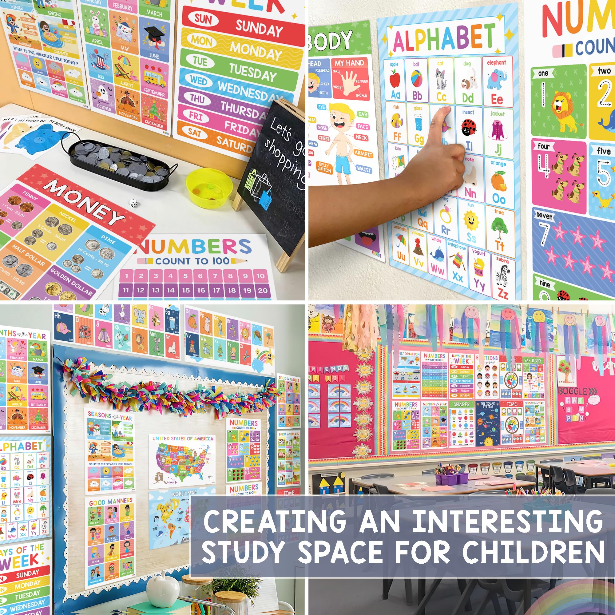 Mua BEAWART 18 Laminated Educational Posters For Toddlers, Preschool ...