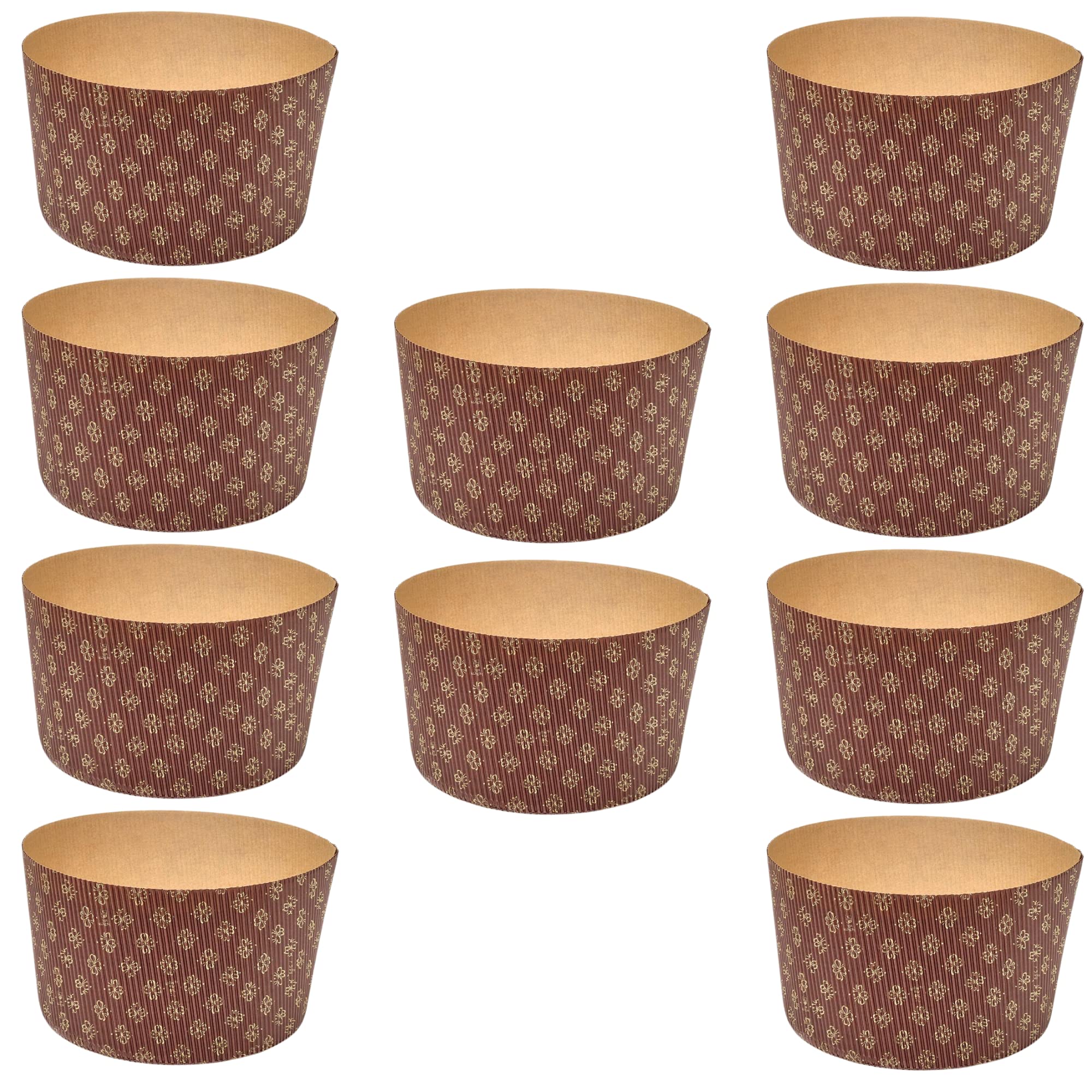 FAH FAMILY AT HOME Panettone Mould 1kg (10pcs) - Panettone Cups Professional Pure Cellulose Corrugated Paper in Microwave Designed for Panettones, Heat Resistant 220°C (10)