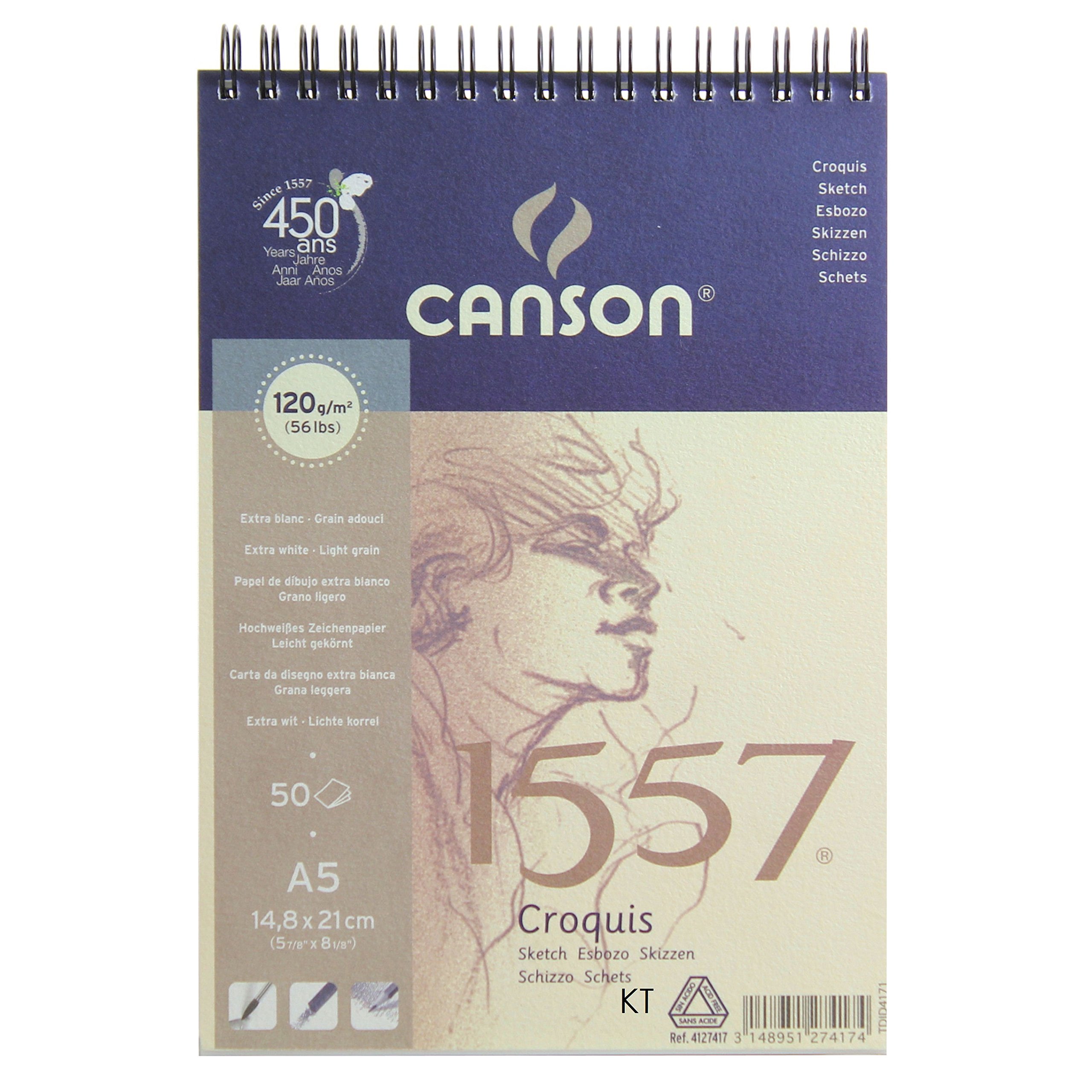 Spiral Album, 15 x 21 cm, 50 Sheets, Canson JA 1557, Fine Grain 120 g