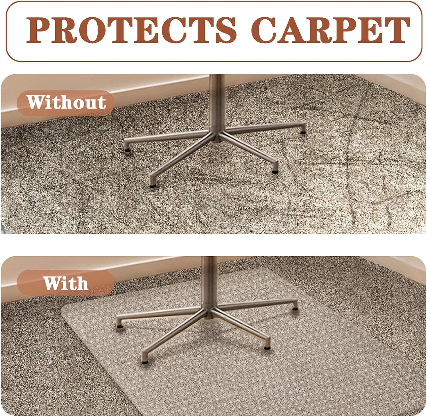 Chair-Mat-with-Lip, Desk-Chair-Mat, Chair-Mat-for-Carpet, YOUKADA Heavy Duty Chair Mat, Desk Chair Mat with Lip for All Carpets, 86 x 109 cm/34 x 43 inches : Office Products