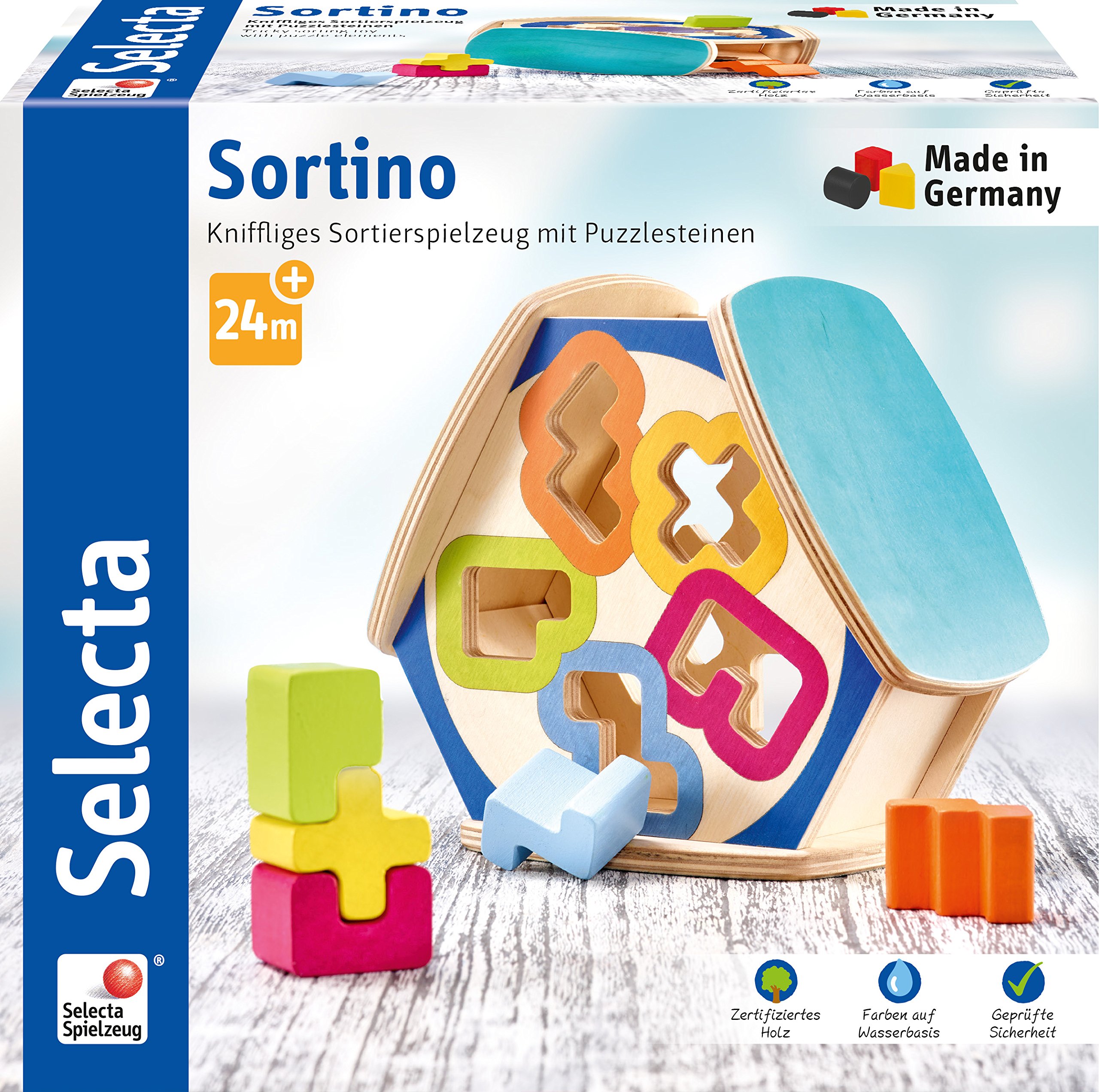 Selecta 62066 Sortino Wooden Sorting Box, Multi-Colour