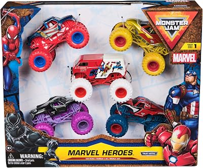 , Confezione da 5 Marvel Heroes, Spider-Man, Black Panther, Iron Man, Captain America | Veicoli Die-Cast, Giocattoli per Bambini e Bambine dai 3 Anni in su