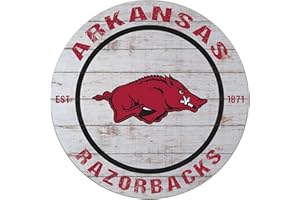 KH Sports Fan Arkansas Razorbacks Weathered Circle Sign, 20x20 Inches, Razorbacks Decor for Dorm Room, Bedroom, Fan Cave, Living Room; Display Your Team Spirit with This Unique Arkansas Razorbacks Wall Art