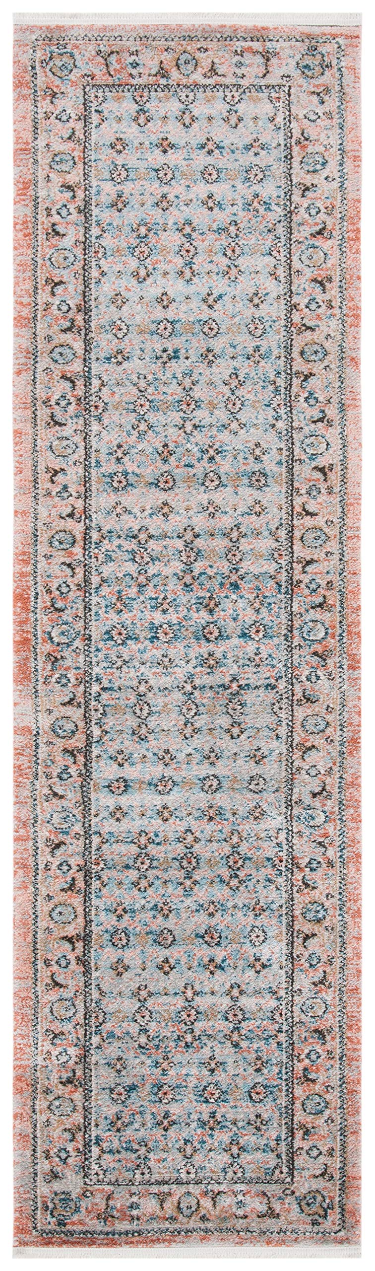 Safavieh Shivan Collection Contemporary Rug for Living Room Dining Room Bedroom Short Pile Blue and Rose 26 x 96 Inch