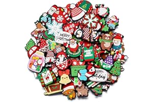 Maverileisure 20,30,50 pcs Christmas Shoe Charms for Wristband Bracelet Decoration Snowman Santa Claus Pins Accessories for Women Men Kids Adult Birthday Letter Christmas Party Favor Gifts