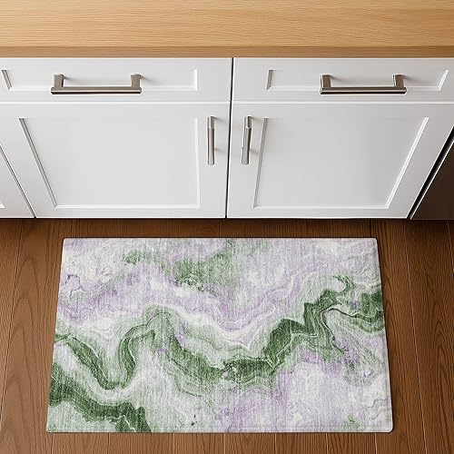 Addison Rugs Mayfield AMF1862 Olive 1'8" x 2'6" Indoor Premium Machine Washable Rug, Silky Soft, Easy Clean, Non Shedding, Bedroom, Living Room, Dining Room, Kitchen Rug - Amazon deal for $28.08