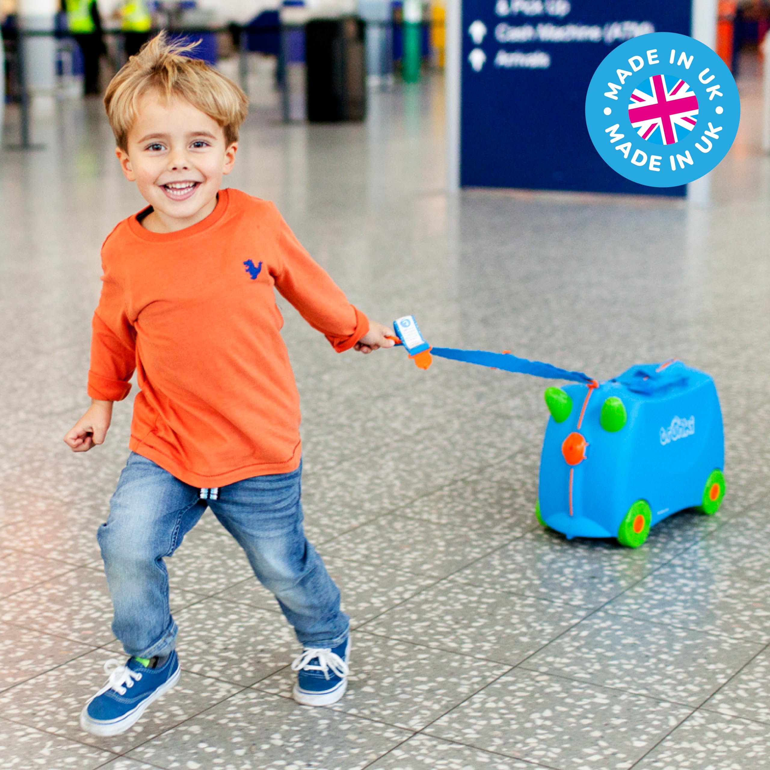 Trunki Ride-On Kids Suitcase | Tow-Along Toddler Luggage | Carry-On Cute Bag with Wheels | Kids Luggage and Airplane Travel Essentials: Terrance Boy Blue