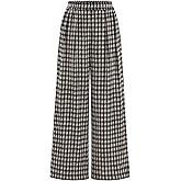 PRETTYGARDEN Casual Women's Pants 2026 Elastic Waist Palazzo Long Pajama Wide Leg Trousers Knit Fall Outfits with Pockets