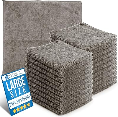 TDBS Microfiber Cleaning Cloth Large 40x40cm Grey 20 Pack